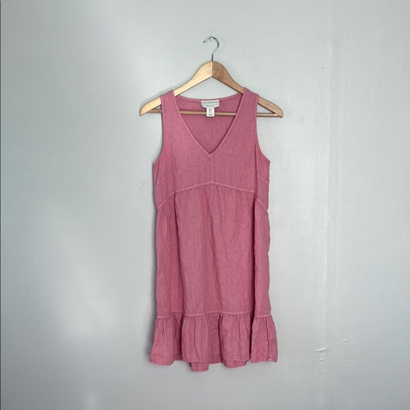 Cynthia Rowley Dresses & Skirts - Cynthia Rowley linen Pink Sleeveless Ruffle Hem tiered Dress small